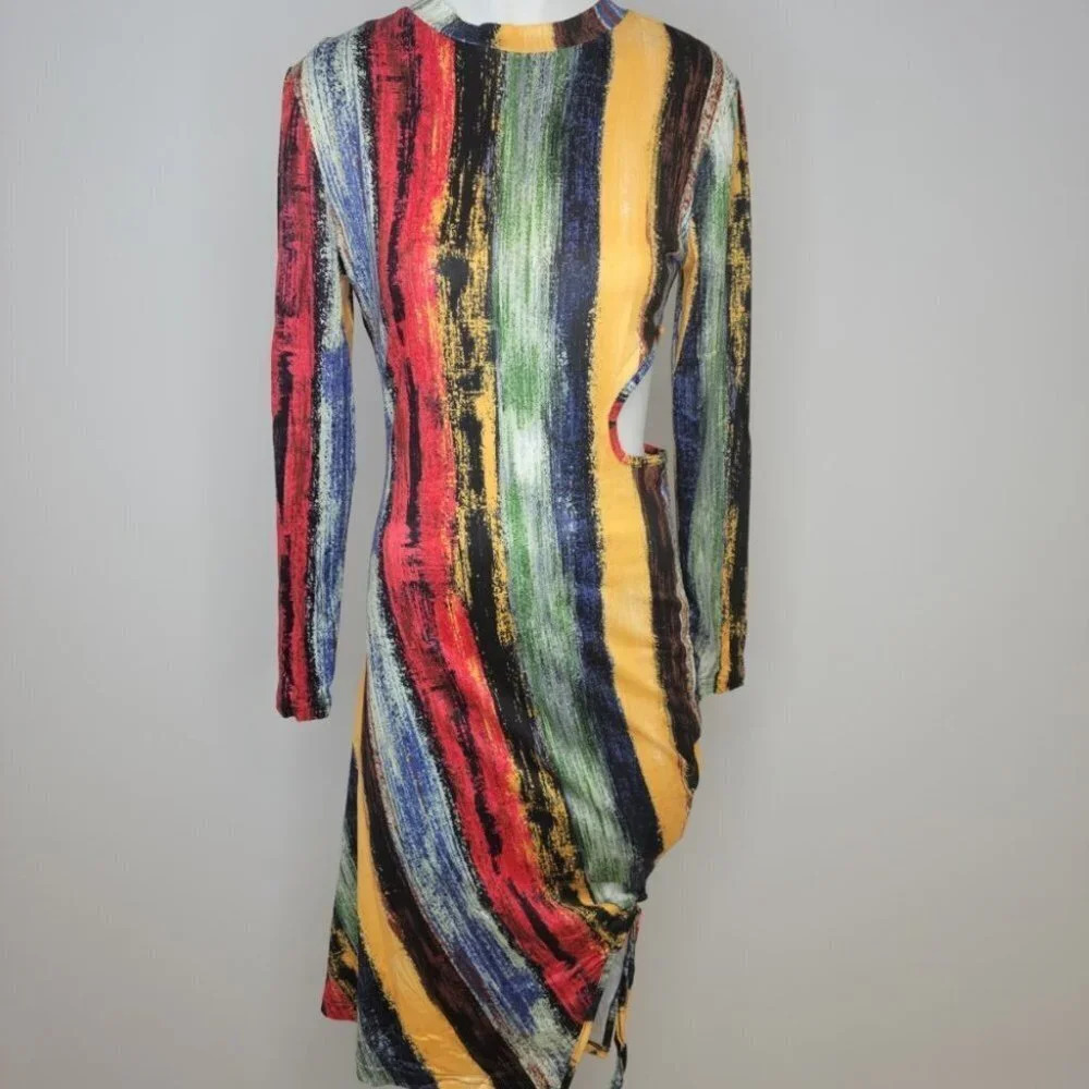 SHEIN Side Cinch Cut Out Abstract Dress